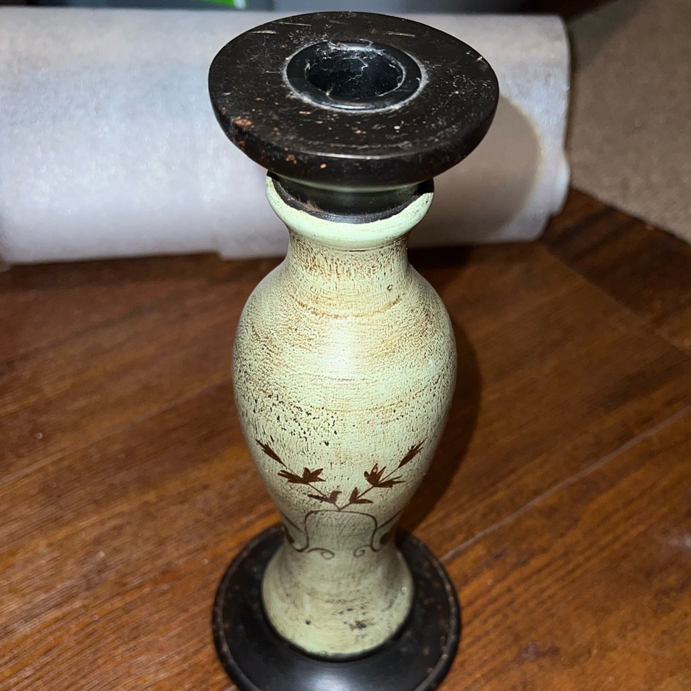 3/$15 Rustic Taper Candle Holder Painted Wooden - Picture 4 of 11
